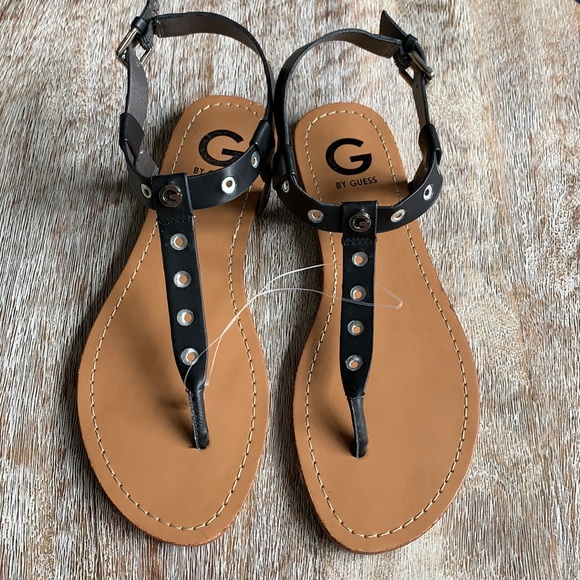 Guess Shoes - 🆕 Guess Black Silver Grommet Sandals 9 NWOT